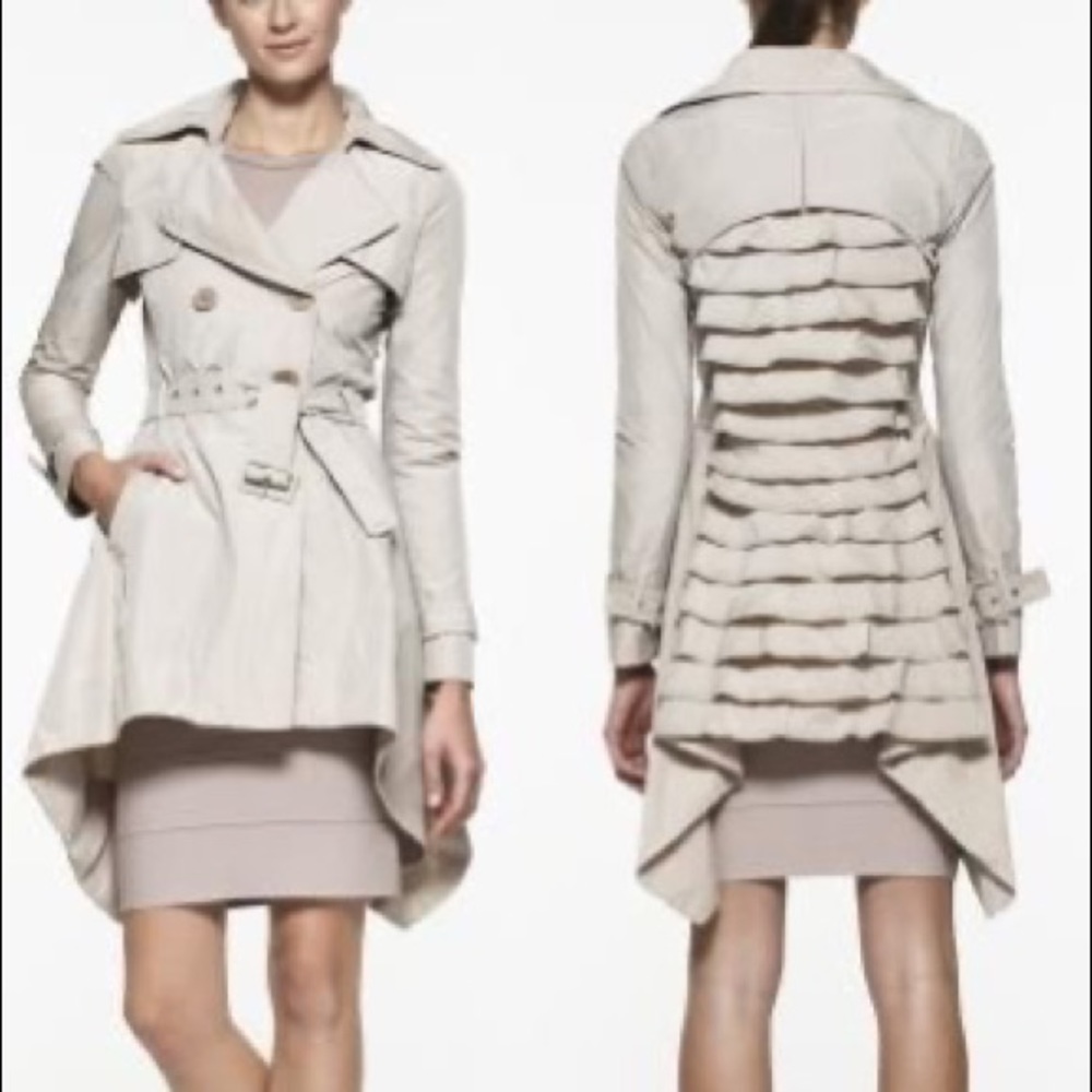 BCBGMaxAzira ruffled trench coat - Grey - Picture 4 of 9